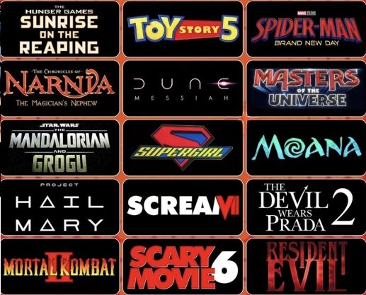 List of movies for the 2026 season